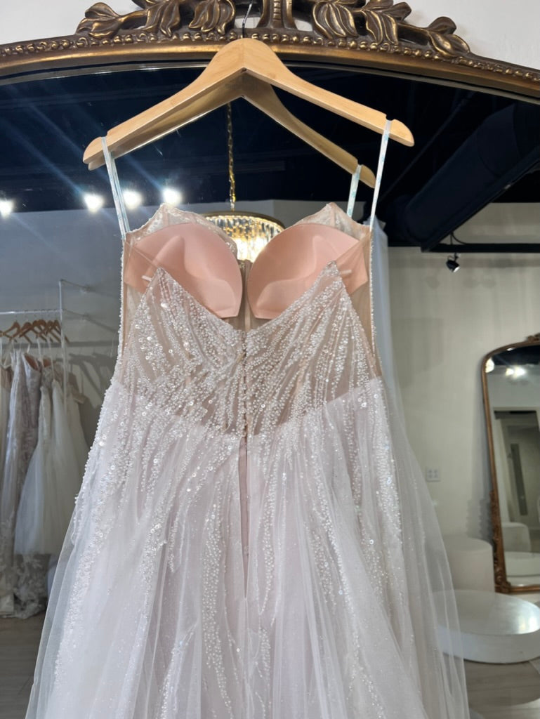Blue by Enzoani - Ruby | Whimsical Beaded Lace A-Line Gown with Glitter Tulle Underlay, Size 10