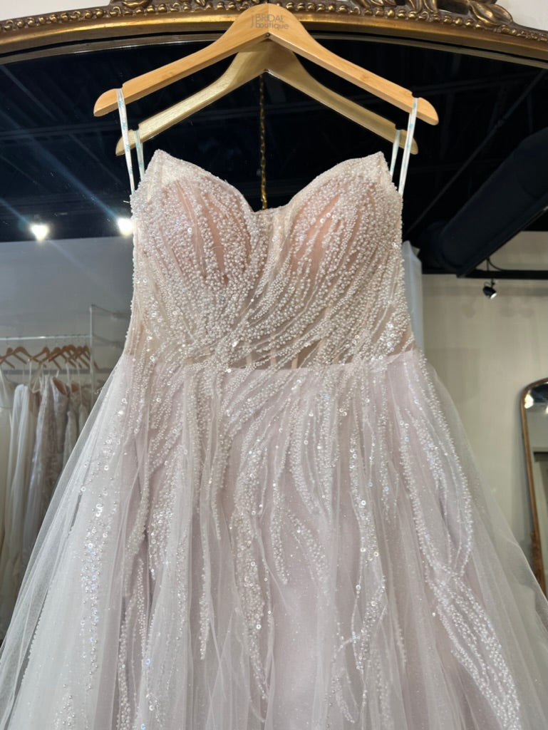 Blue by Enzoani - Ruby | Whimsical Beaded Lace A-Line Gown with Glitter Tulle Underlay, Size 10