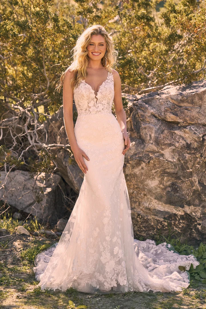 Lillian West 66320 | Lace Fit-and-Flare with Plunging V-Neckline and Low Scoop Back, Size 20