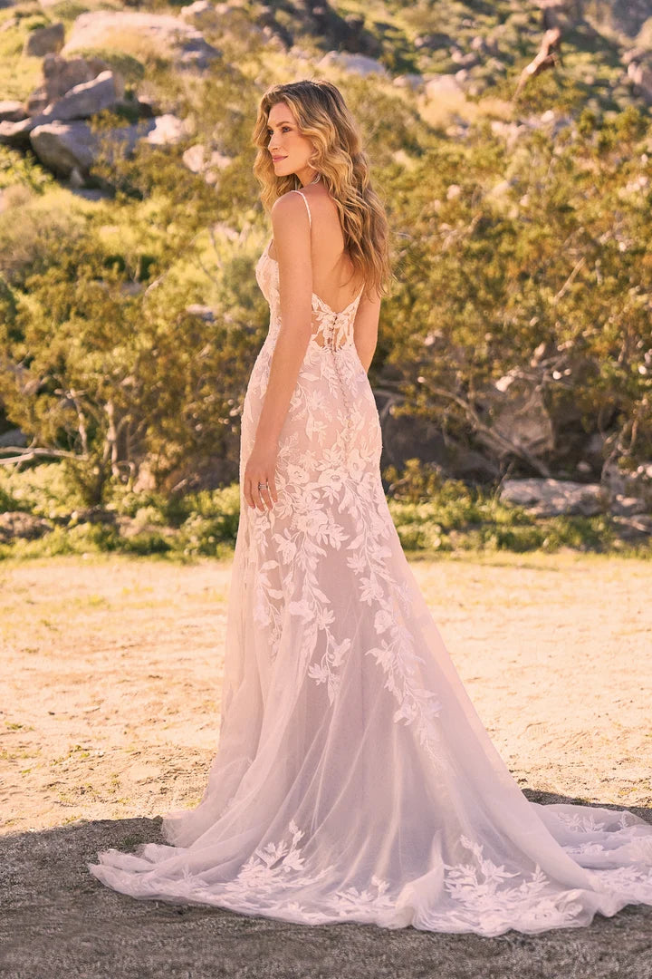 Lillian West 66321 | Sequined Lace Fit-and-Flare Gown with Low Illusion Back , Size 14