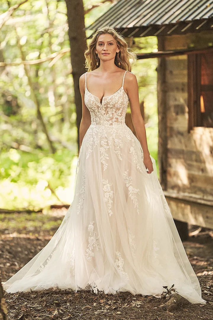 Lillian West 66352 | Tulle A-line Gown with Sequined Lace Appliques, Size 12
