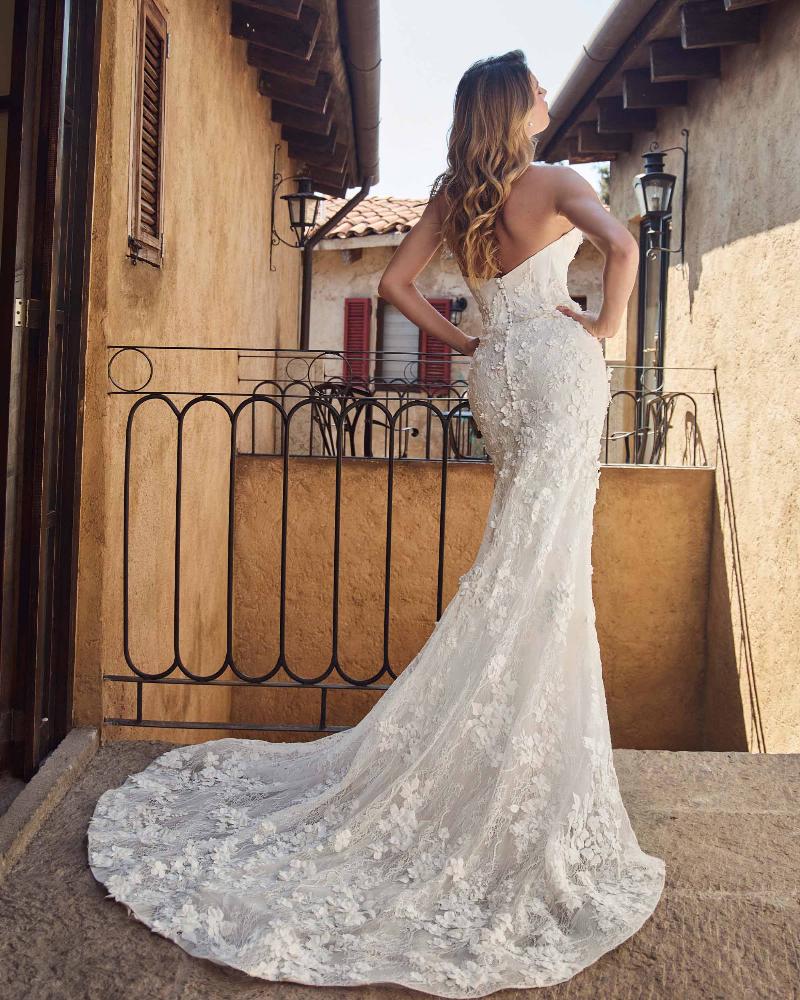 Calla Blanche 125251 - Arietta | Strapless Basque Waist Sheath Gown with 3D Floral Appliques , Size 14