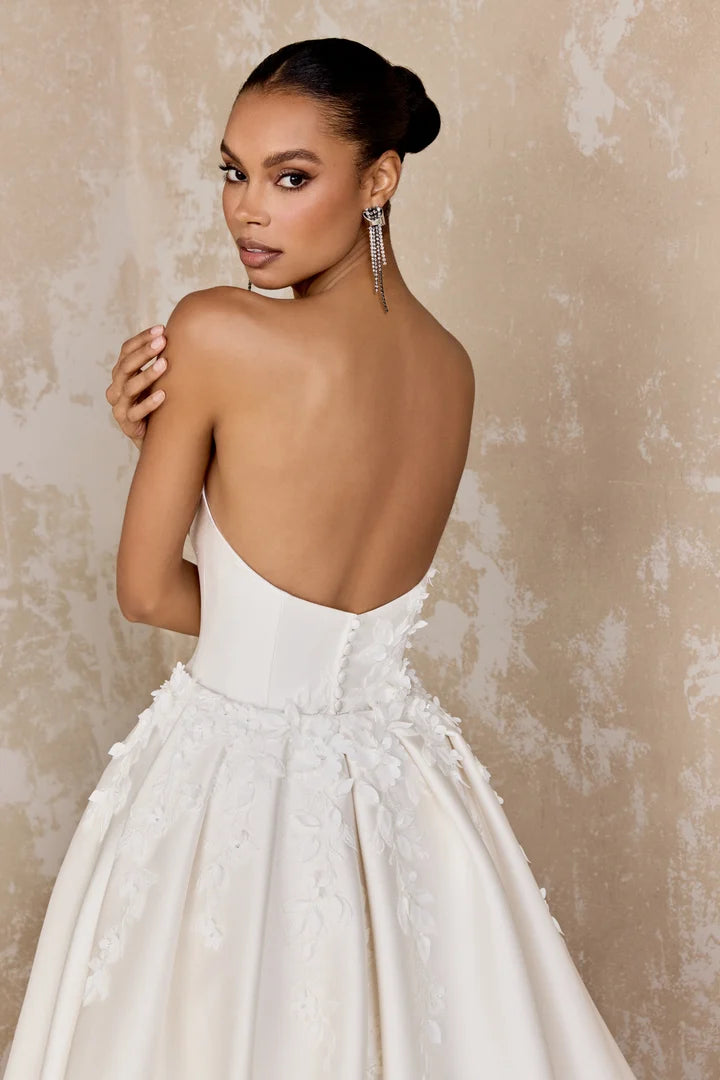 Justin Alexander Signature 99319DT - Dickinson Train | Detachable Mikado Train Adorned with Embroidered Lace Appliques , Size 12