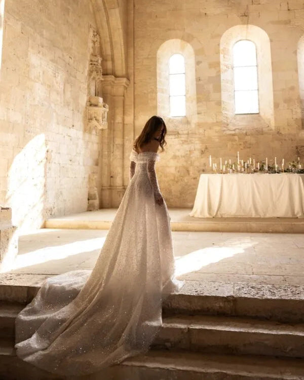 Eva Lendel - Dita | Ivory Beaded Lace A-Line Wedding Dress + Long Sleeve Bolero, Size 12