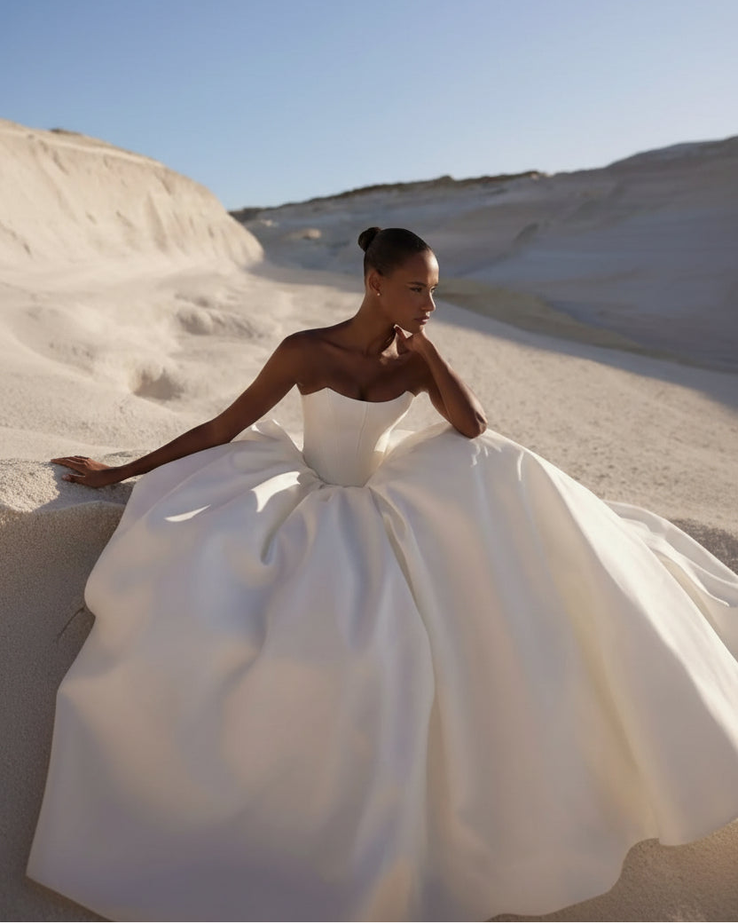 Eva Lendel – Este | Luxurious Satin Ballgown with Chic Scoop Neckline, Size 14
