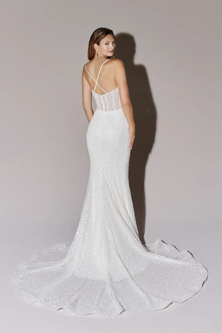 Justin Alexander Signature 99276 - Future | Fully Beaded Fit-and-Flare Gown with Exposed Boning, Size 12