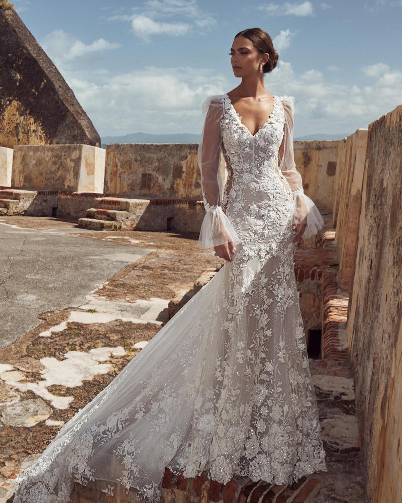 Calla Blanche 123124 - Glenda | Beaded 3D Lace Mermaid Gown with Illusion Side Cutouts, Size 14