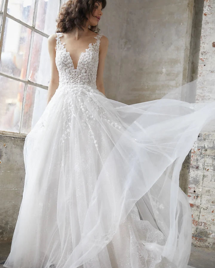 Justin Alexander Signature 99245 - Gussie | Beaded Tulle A-line Wedding Gown, Size 14