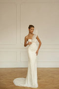 Eva Lendel - Lanvee | Fully Beaded Strapless Sweetheart Sheath Wedding Gown, Size 14