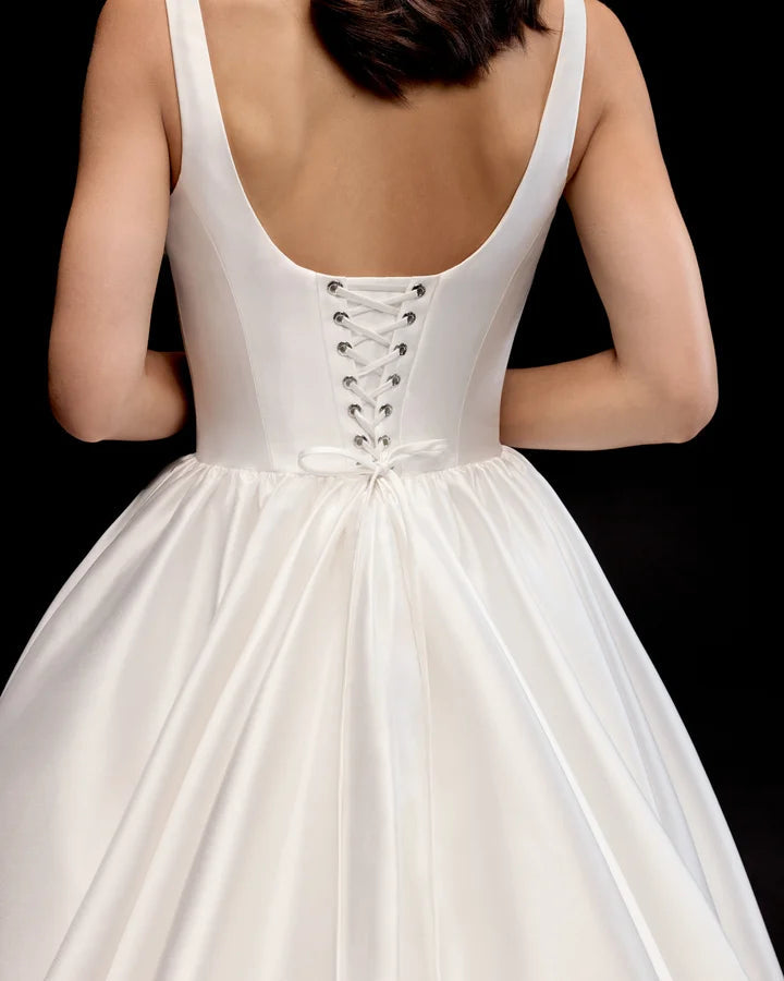 Justin Alexander Signature 99331 - Maris | Elegant Mikado Ballgown with Draped Square Neckline and Corset Back, Size 12