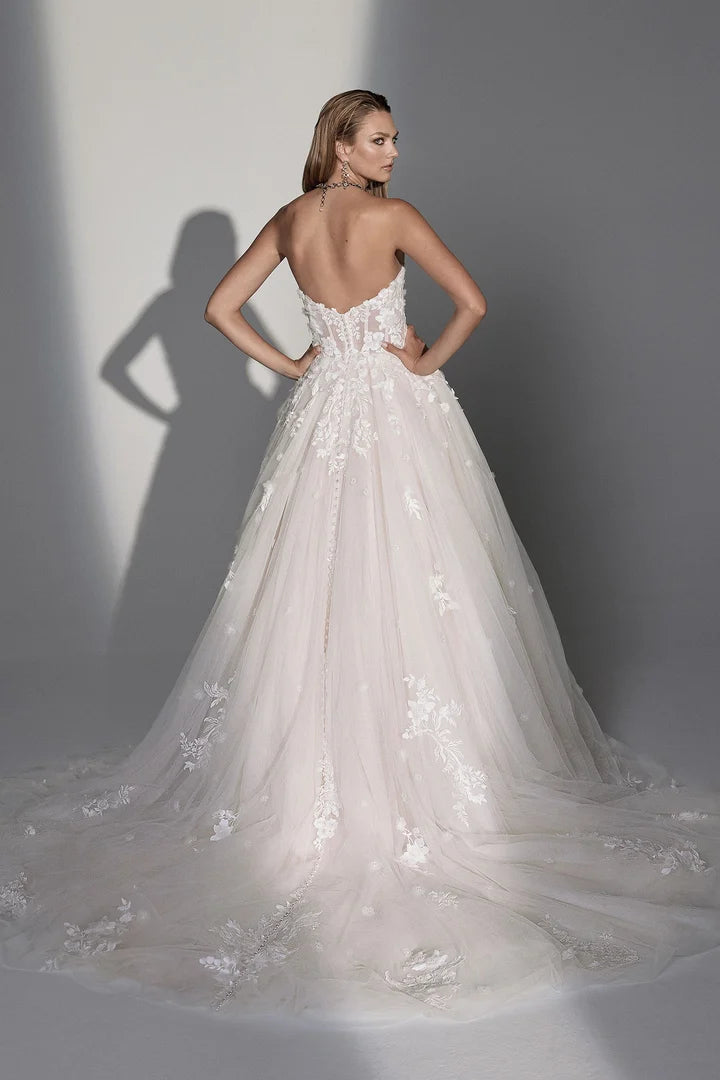 Justin Alexander Signature 99234 - Mary | Romantic Strapless Sweetheart Lace and Tulle Ballgown, Size 14