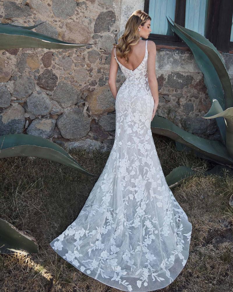 Calla Blanche 125256 - Rosaria | Floral Lace Sheath Gown with Deep Neckline and Illusion Side Cutouts, Size 14