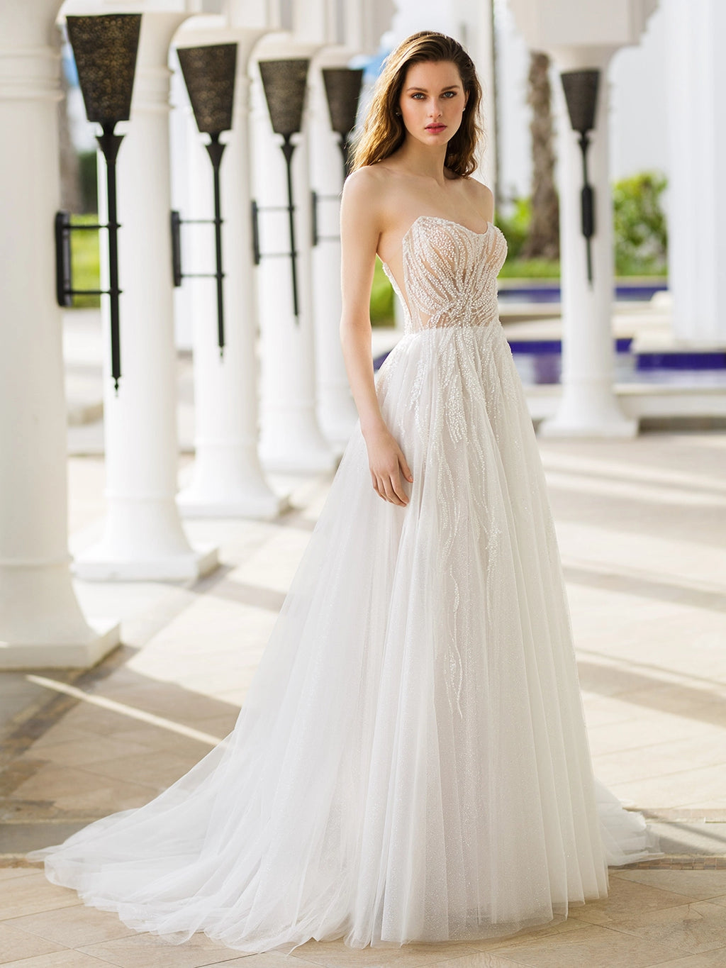 Blue by Enzoani - Ruby | Whimsical Beaded Lace A-Line Gown with Glitter Tulle Underlay, Size 10