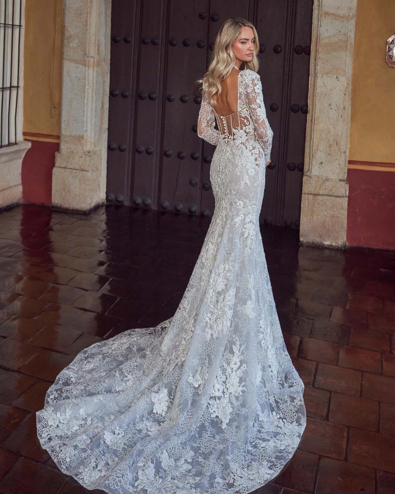 Calla Blanche 124238 - Sadee | Allover Sparkle Lace Fit-and-Flare Gown with Illusion Back and Removable Long Sleeves , Size 14