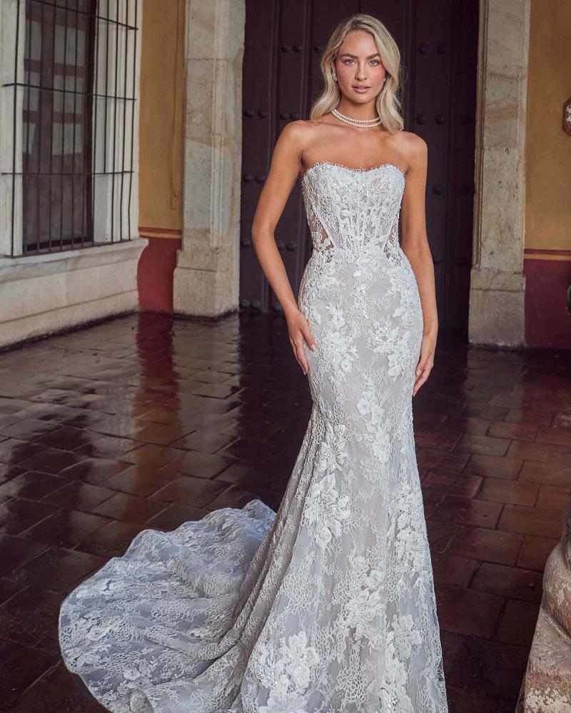 Calla Blanche 124238 - Sadee | Allover Sparkle Lace Fit-and-Flare Gown with Illusion Back and Removable Long Sleeves , Size 14
