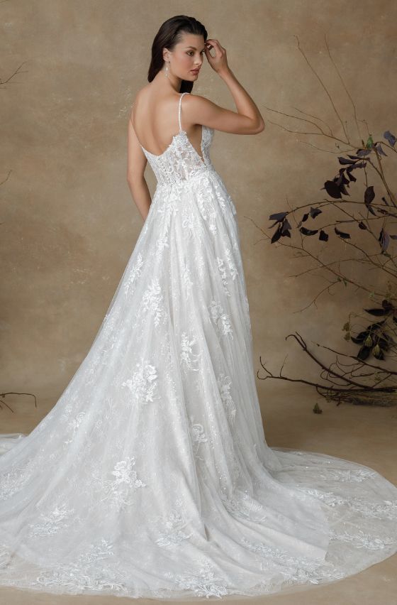 Justin Alexander 88327 - Glenda | Lace A-Line Scoop Neck Gown with Allover Sparkle and Scattered Appliques , Size 12