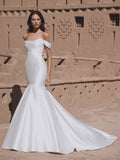 Blue by Enzoani - Tatum | Satin Mermaid gown with Dramatic Train and Detachable Off-the-Shoulder Straps, Size 10