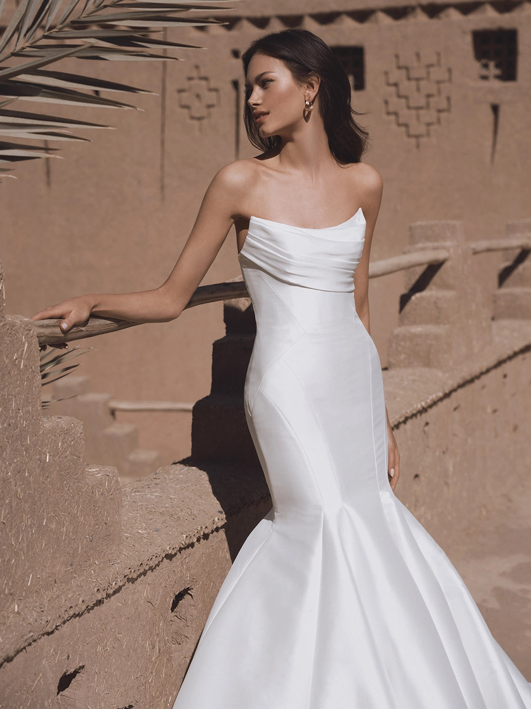 Blue by Enzoani - Tatum | Satin Mermaid gown with Dramatic Train and Detachable Off-the-Shoulder Straps, Size 10