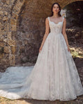 Calla Blanche 125119 - Yelena | Classic Lace A-line Gown with Basque Waist Bodice and Removable Long Sleeves, Size 14