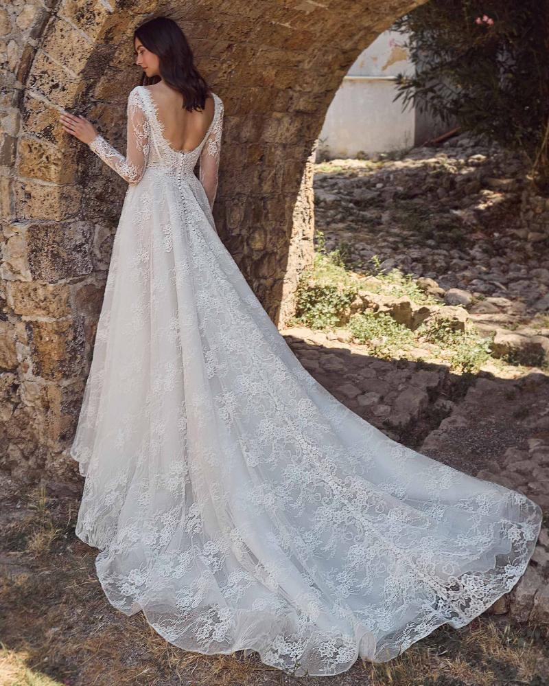 Calla Blanche 125119 - Yelena | Classic Lace A-line Gown with Basque Waist Bodice and Removable Long Sleeves, Size 14